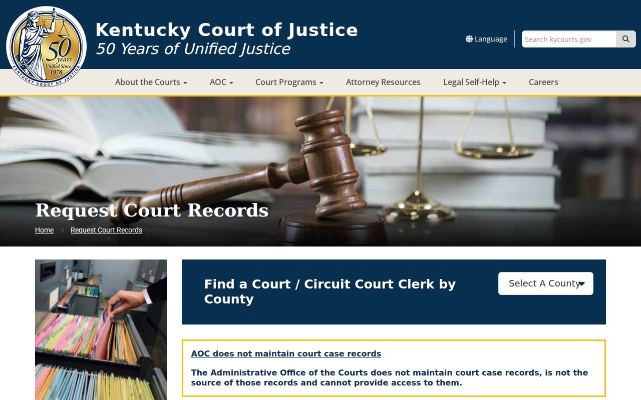 Warren County criminal court cases official record request page