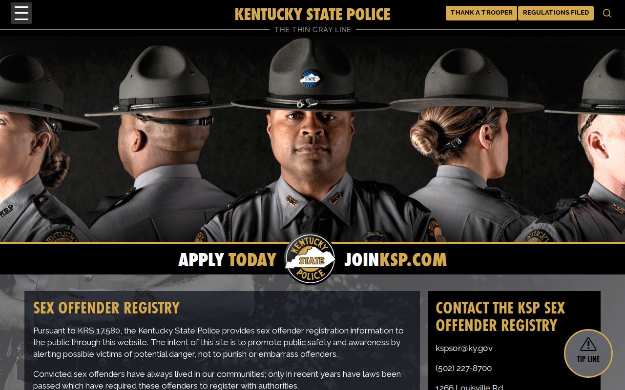 Warren County sex offender check Kentucky State Police registry information