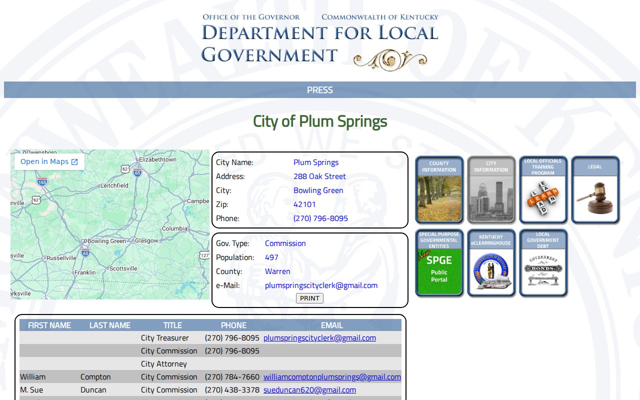 Warren County sex offender check Plum Springs government profile source