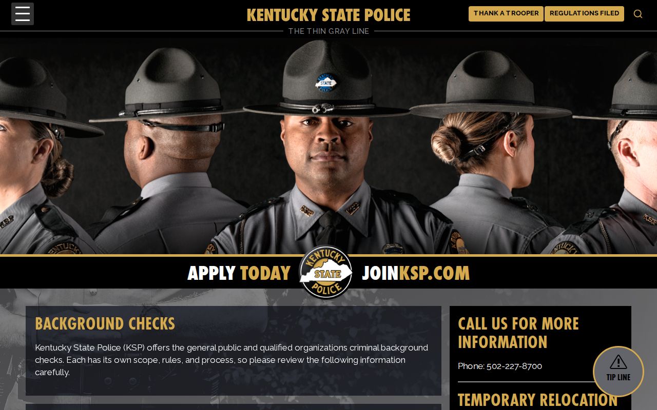 Kentucky State Police official background-check instructions