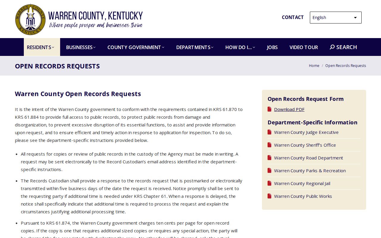 Warren County official open-records request instructions